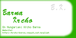 barna krcho business card